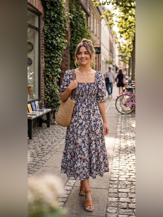 Rachel Parcell Dresses & Skirts - Rachel Parcell Black Floral Smocked Dress with Pink, Blue, Yellow Accents